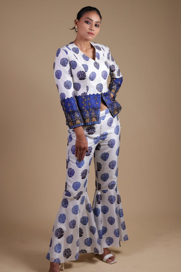 Zoya Hand-Embroidered Coat With Flared Pants