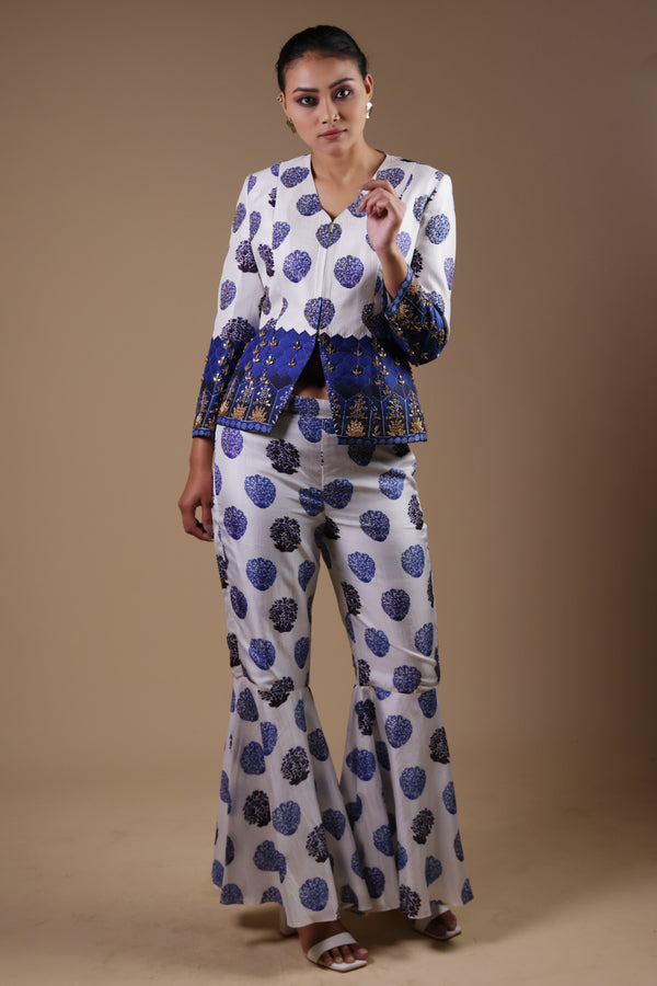 Zoya Hand-Embroidered Coat With Flared Pants