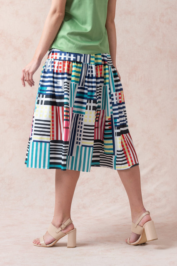 Multi-Color Stripe Maxi Skirt image 0