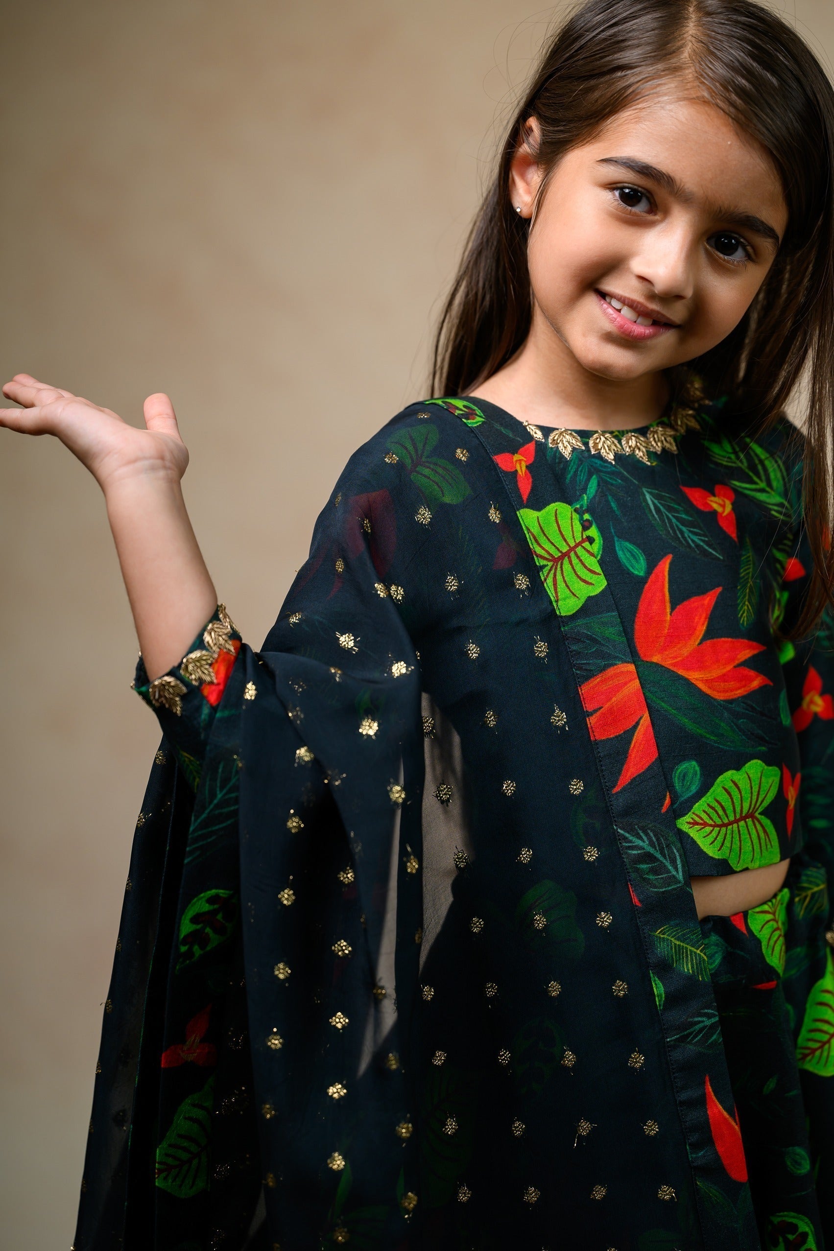 Hand Embroidered Flared Lehenga image 4