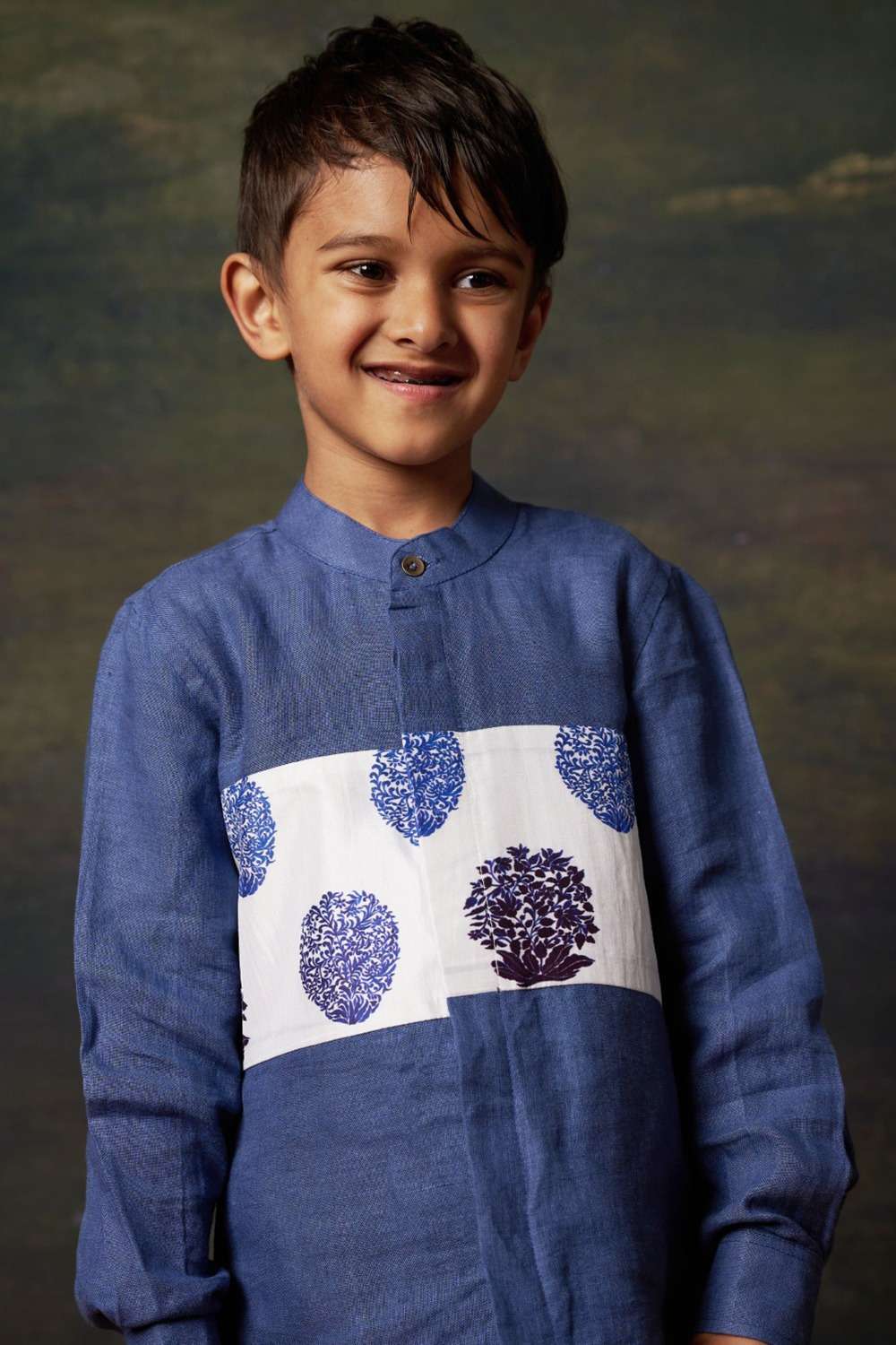 Blue Shirt with Buti Print Panel image 5