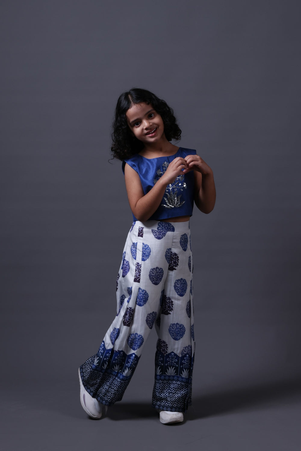 Hand Embroidered Crop Top With Pleated Pants image 7