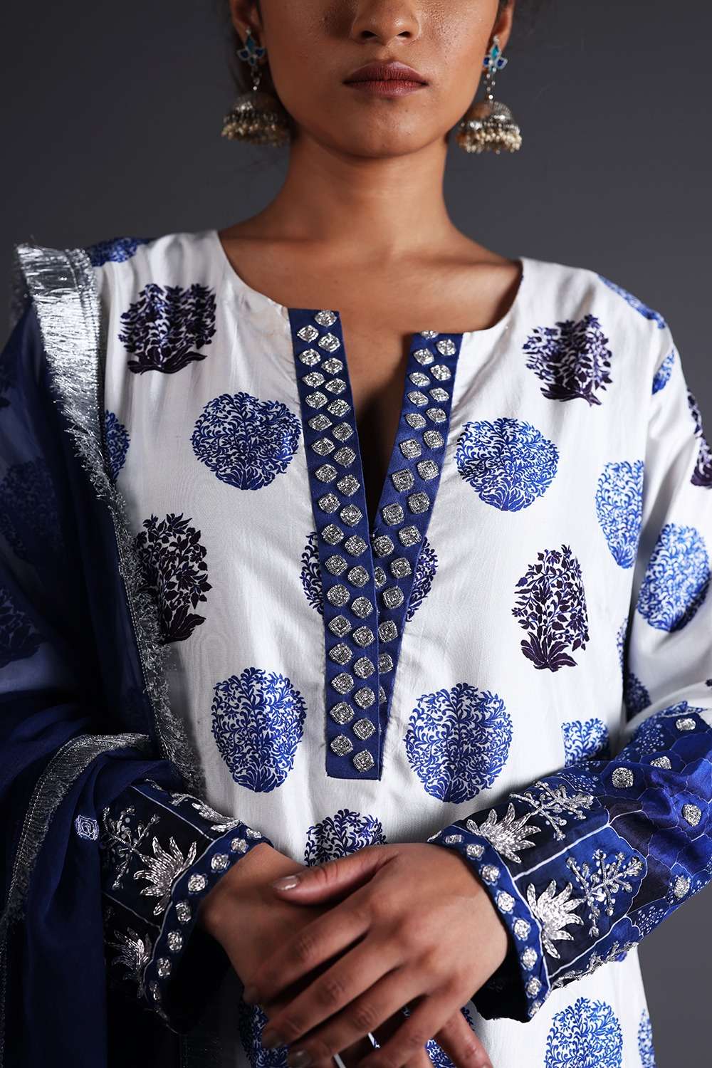 Neeli Buti Zardozi Work  twinning set for Mom + Daughter image 12