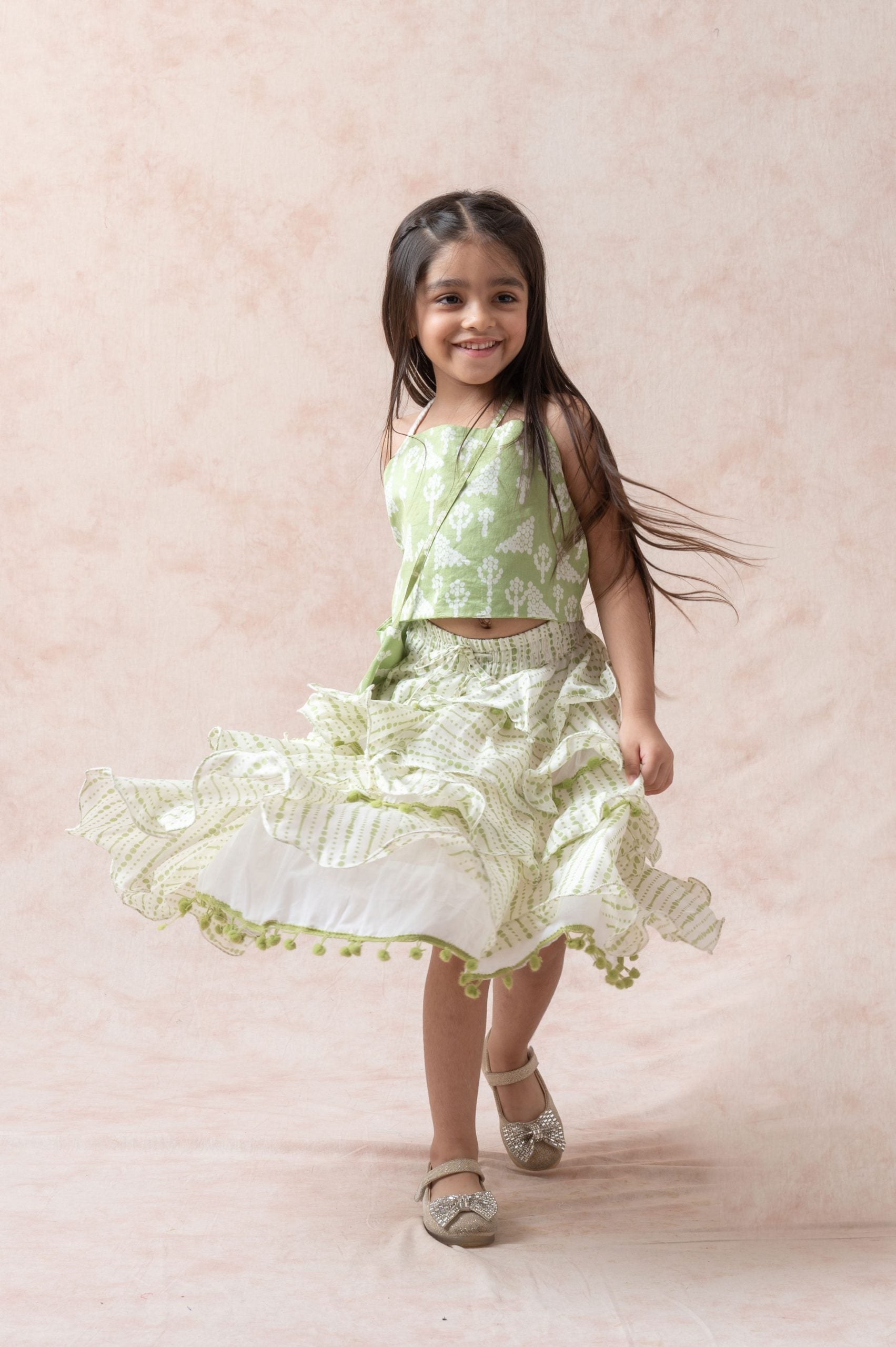 Chanderi silk top & skirt image 2