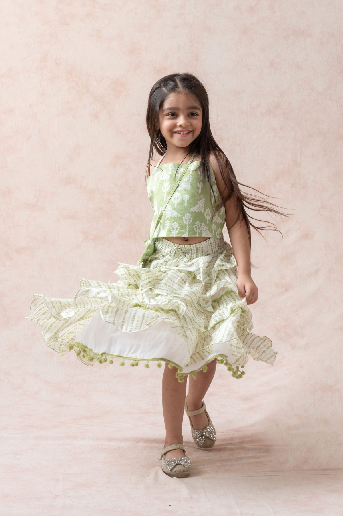 Chanderi silk top & skirt image 2