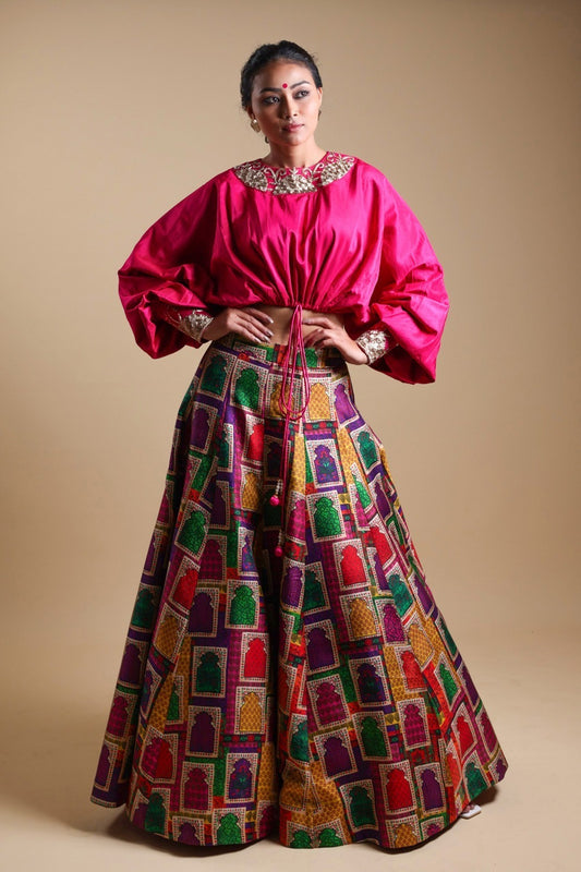 Hand-Embroidered Blouse With Lehenga image 1