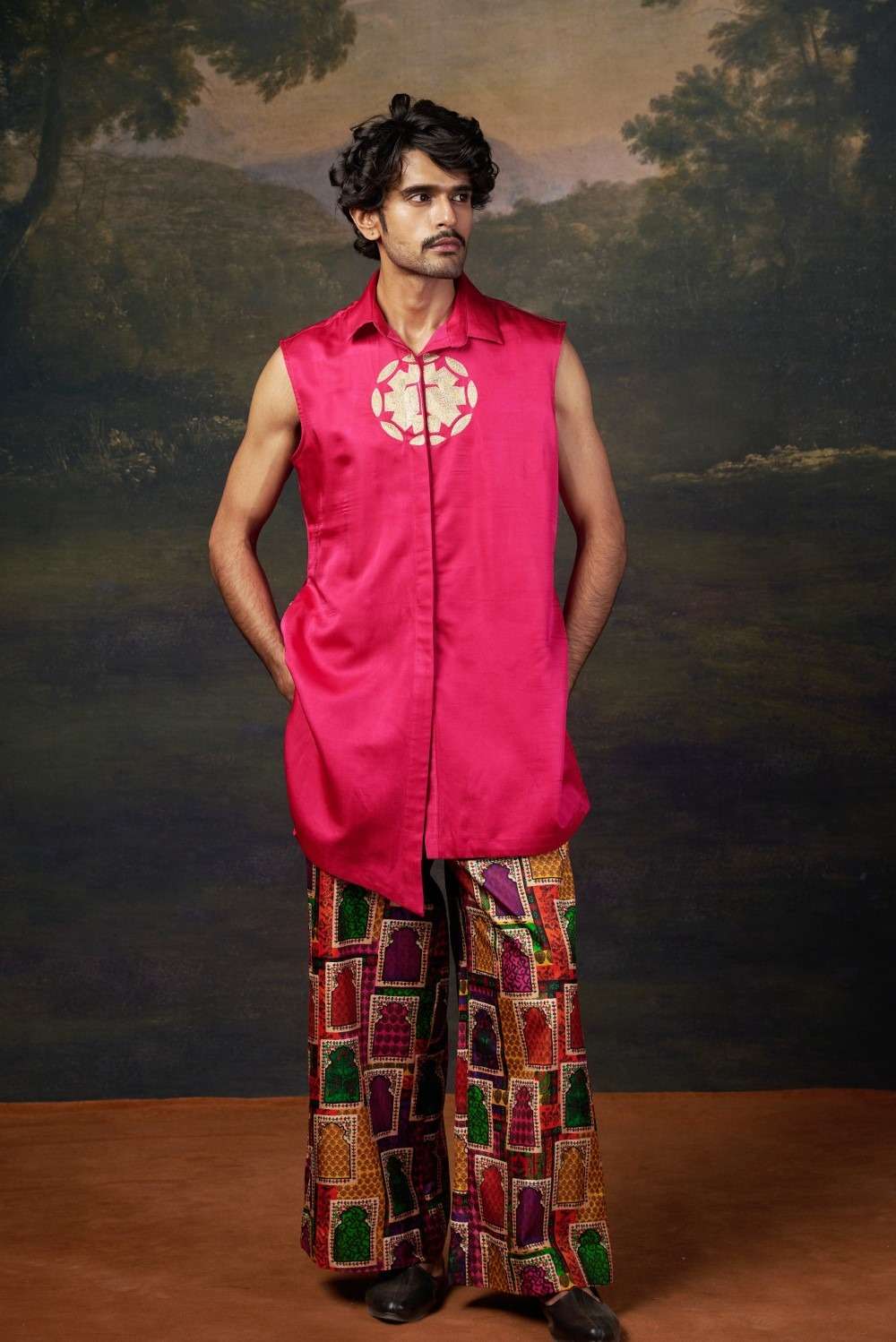 Hand-Embroidered Logo Kurta with Pyjama image 3