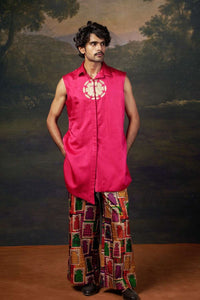 Hand-Embroidered Logo Kurta with Pyjama image 3