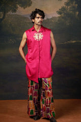 Hand-Embroidered Logo Kurta with Pyjama image 3