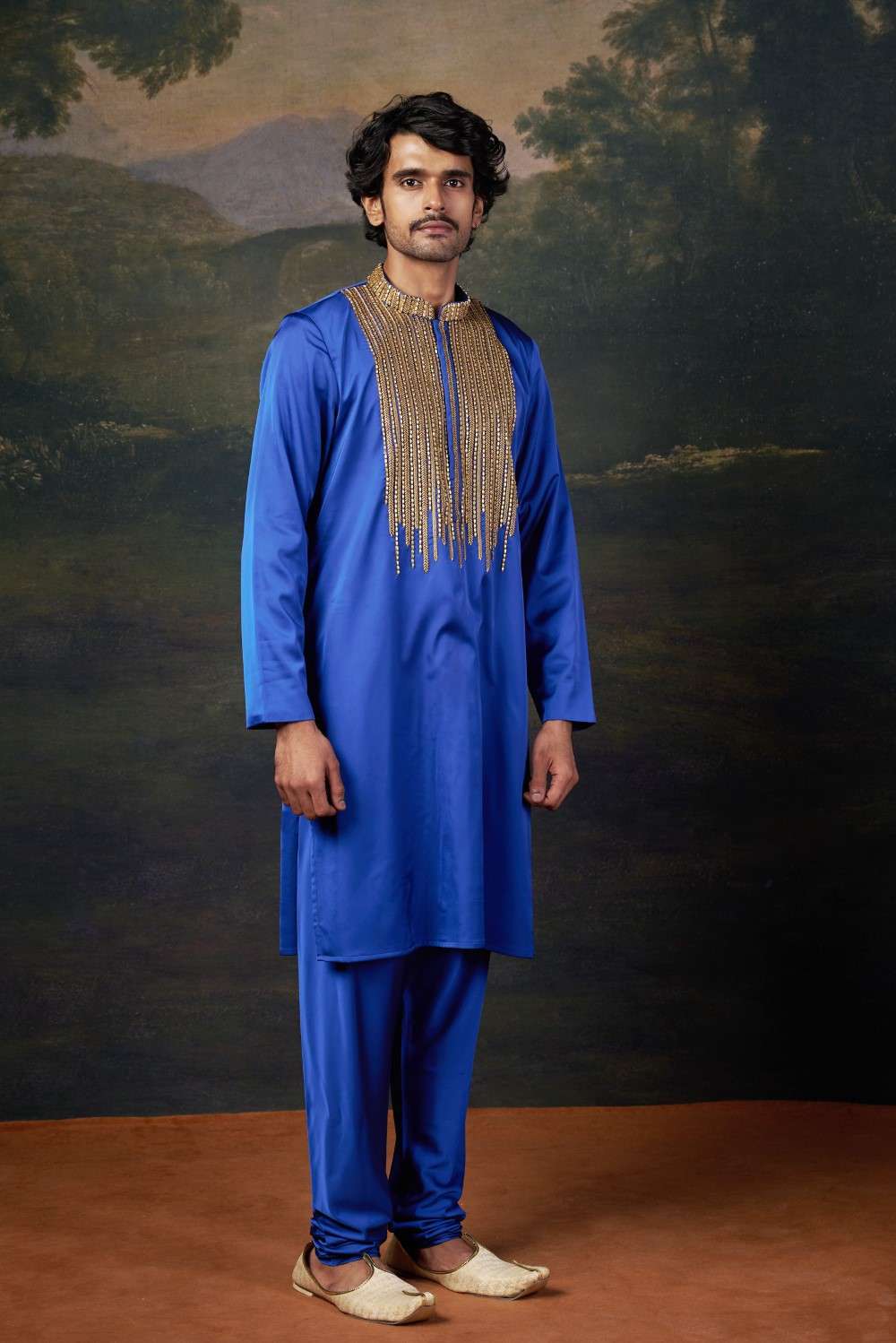 Antique Hand-Embroidered Kurta with Matching Pyjama image 2