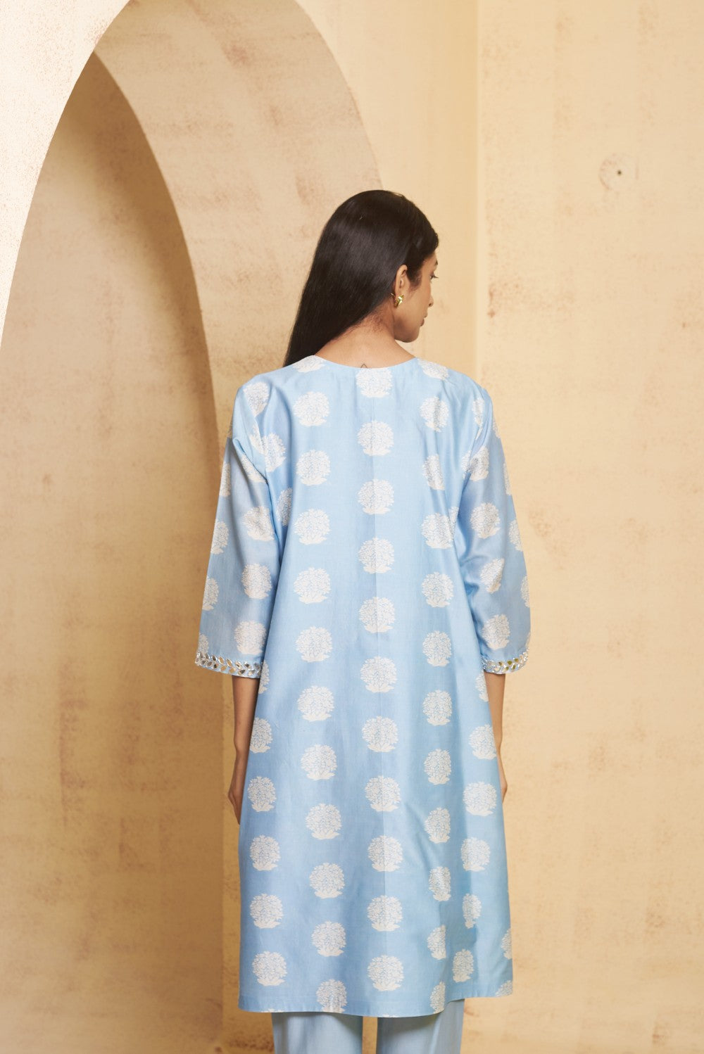 Hand Embroidered leatherite work kurta with pant image 1