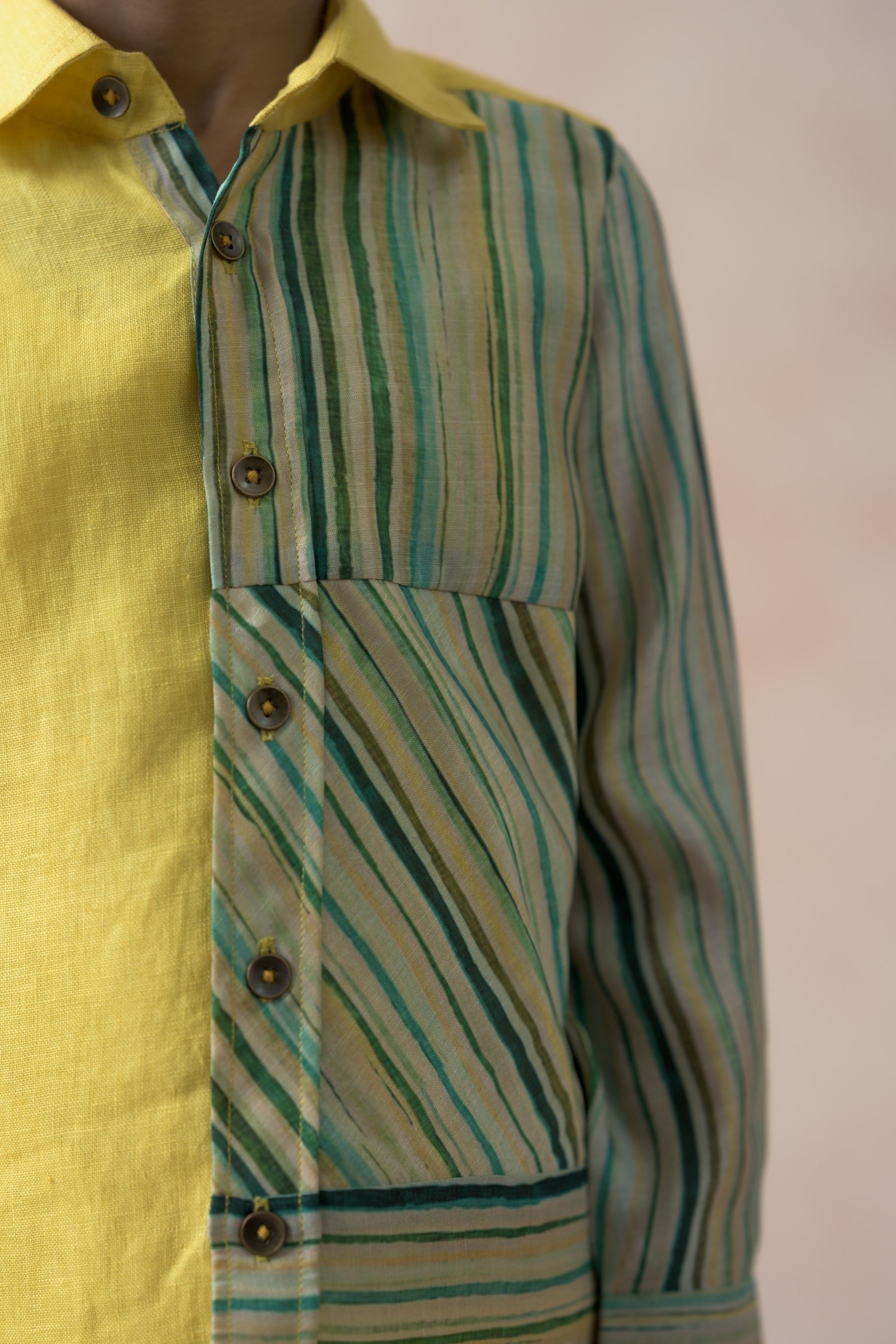 Linen panel stripes shirt image 5