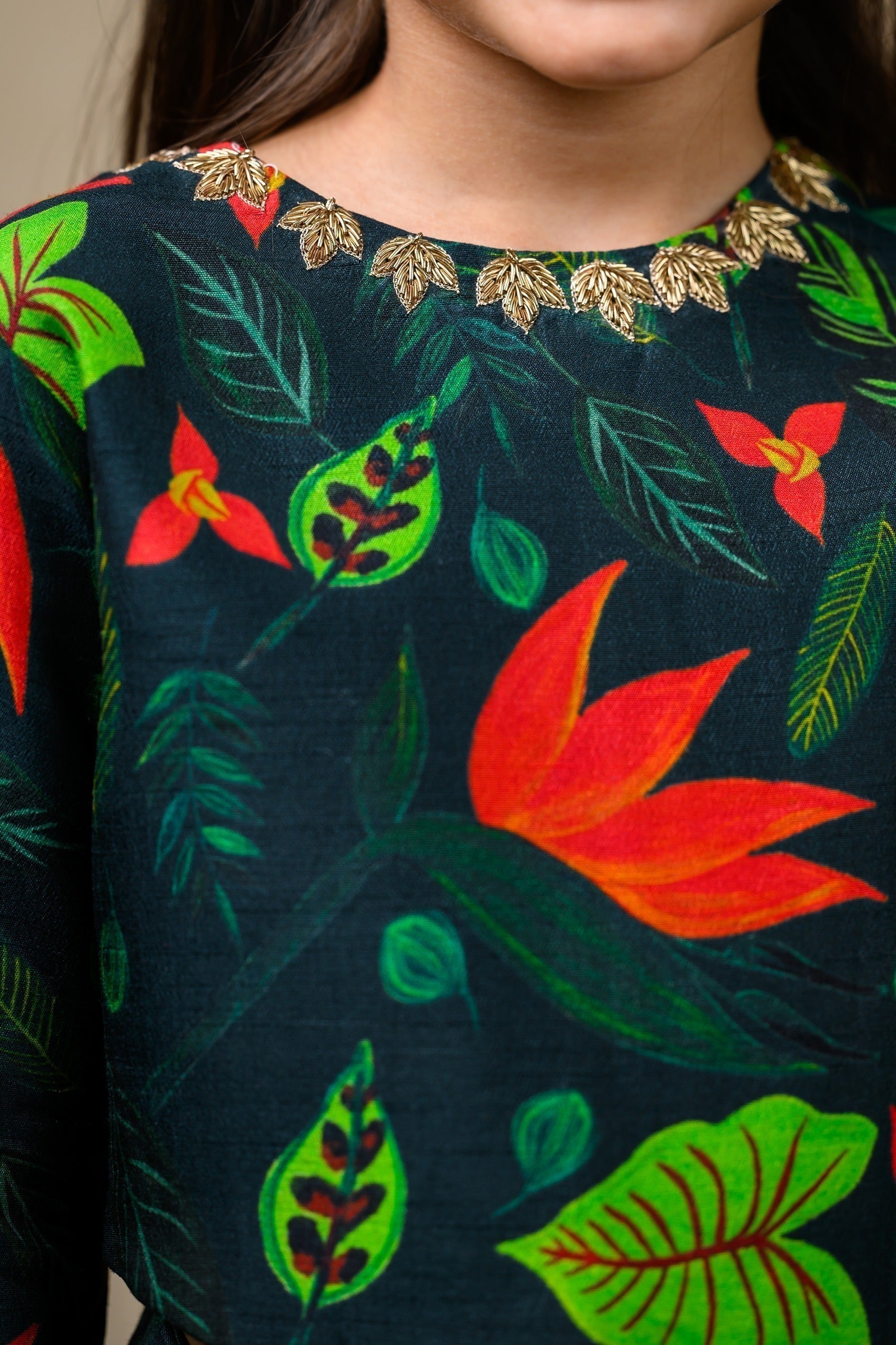 Hand embroidered Lily print twinning set for Mom + Daughter + Son (Copy) image 19