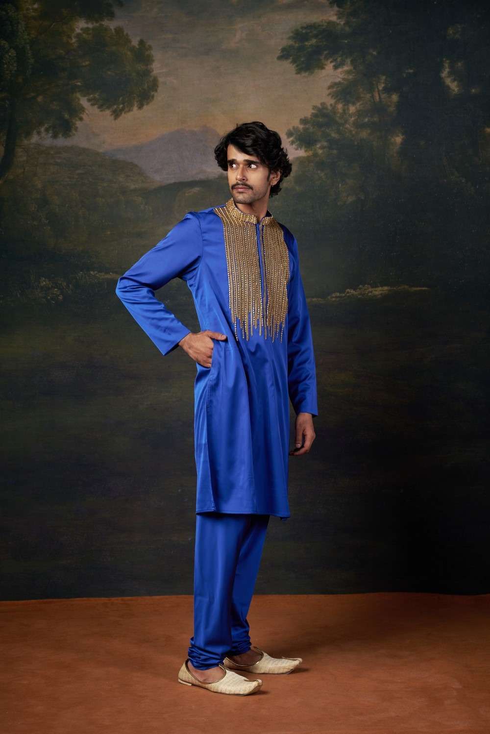Antique Hand-Embroidered Kurta with Matching Pyjama image 4
