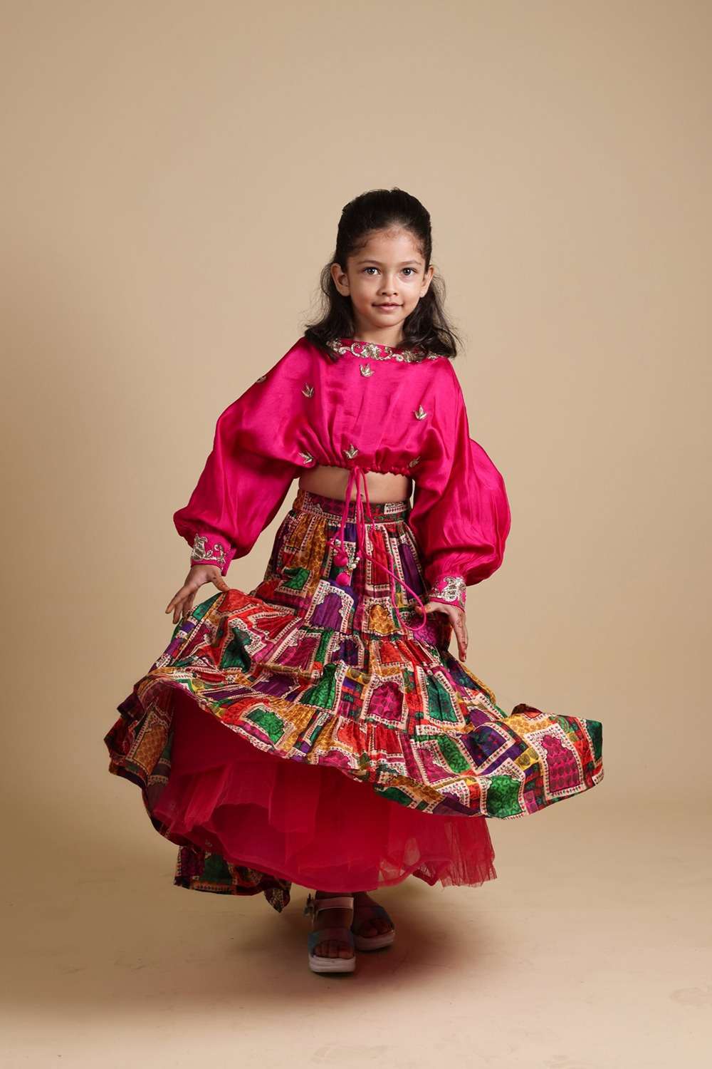 Hand-Embroidered Jharokha Print Twinning Set for Mom + Father  + Daughter image 18