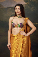 Khushi Karki in our Liquid gold saree with Cleopatra blouse image 2