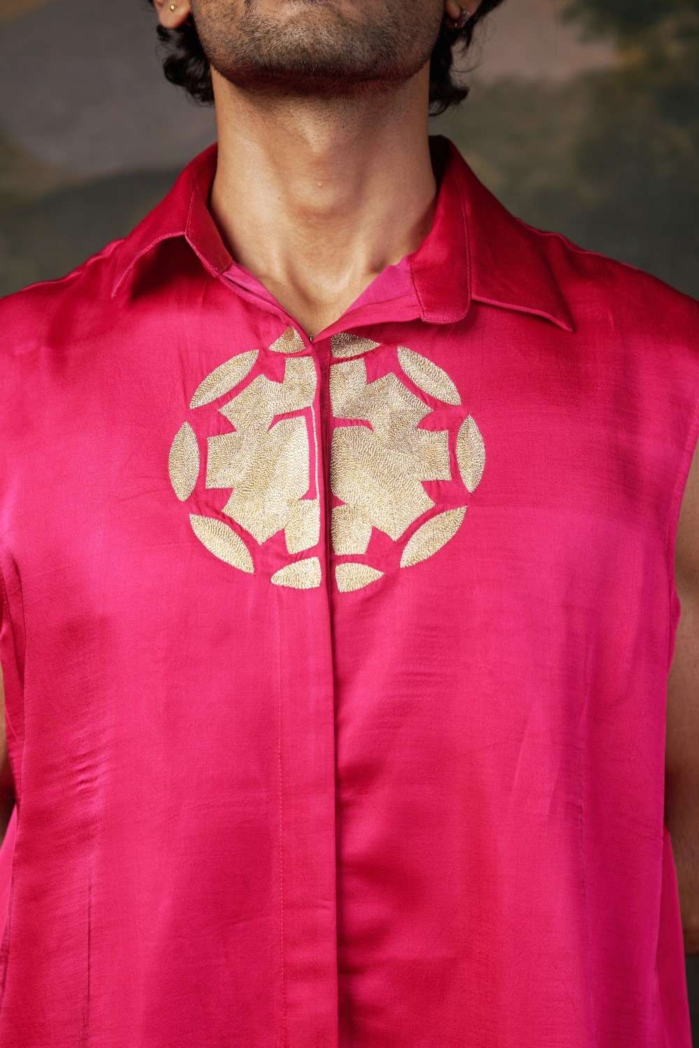 Hand-Embroidered Logo Kurta with Pyjama image 5