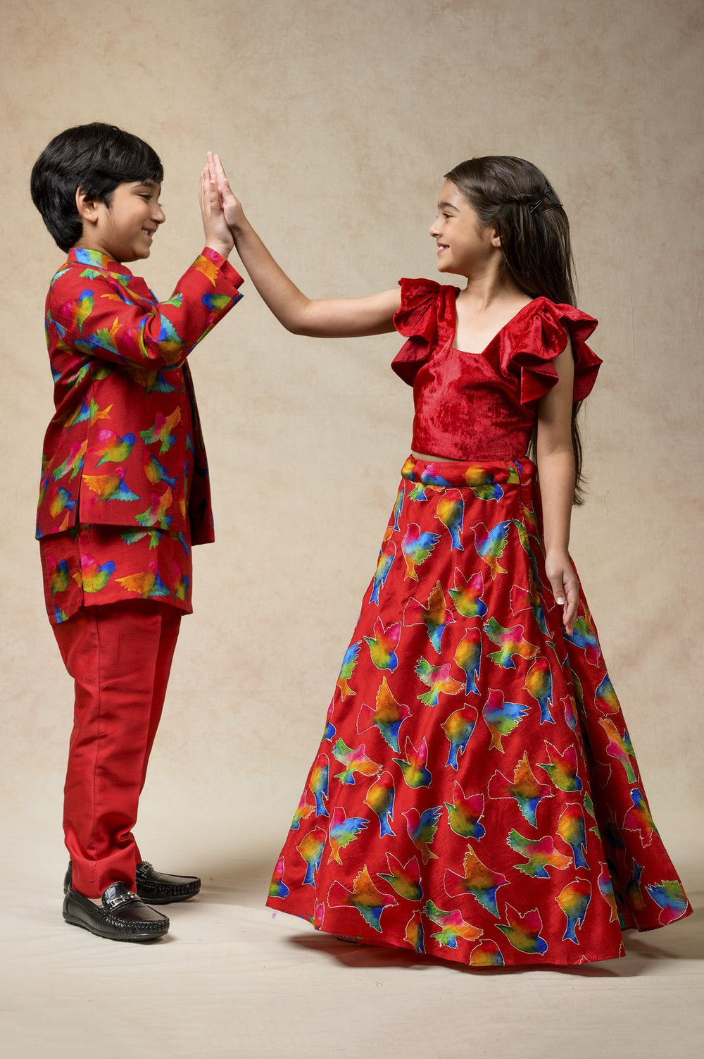 Birds print twinning set for Mom + Daughter + Son image 29