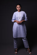 Blue and White Stripes Print Kurta with Palazzo image 0
