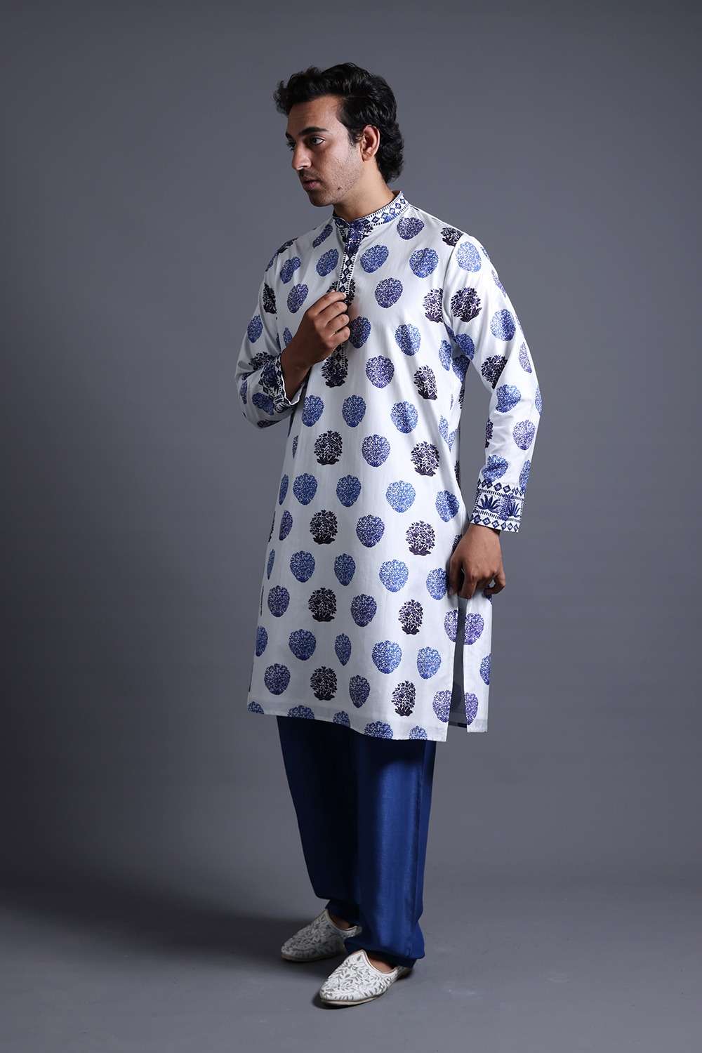 Neeli Buti Leather Work Twinning Set for Father  +  Son image 8