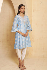 Hand Embroidered Short Anarkali with tulip pant image 2