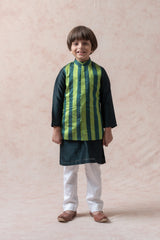 Tanchoi silk Nehru jacket with kurta, pyjama image 0