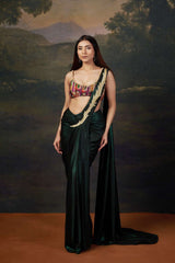 Influencer Gia in our Intricate Handwork Pre-Draped Saree image 1