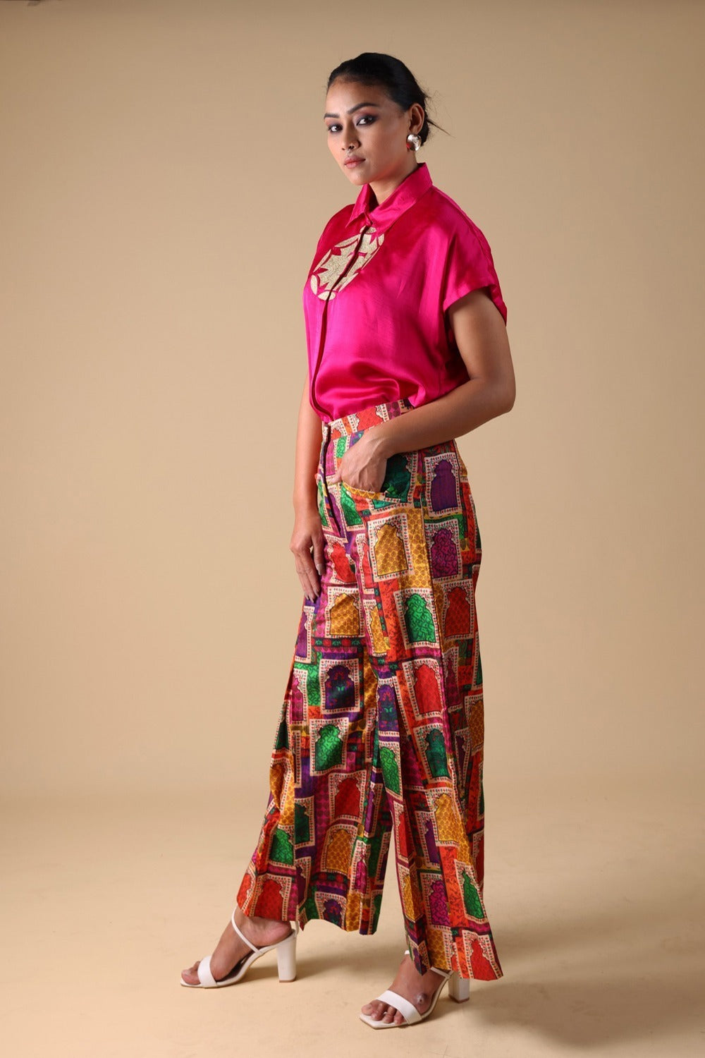 Hand Embroidered Shirt With Pleated Pants image 2