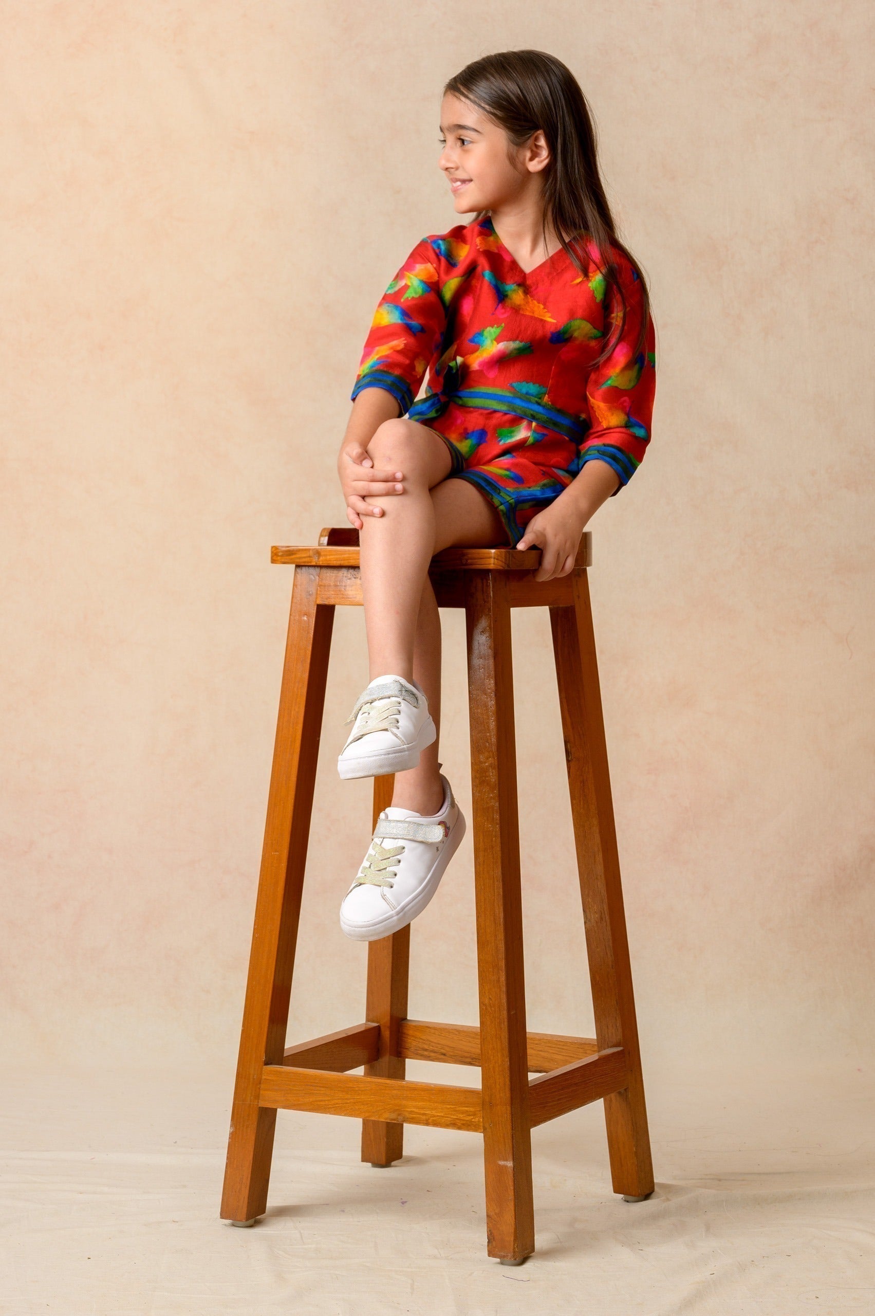 Pure silk organza with birds print twinning set for Mom + Daughter image 12