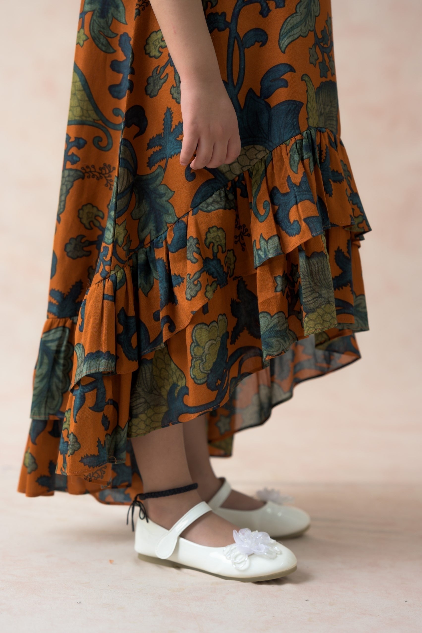 Floral flared silk dress image 6