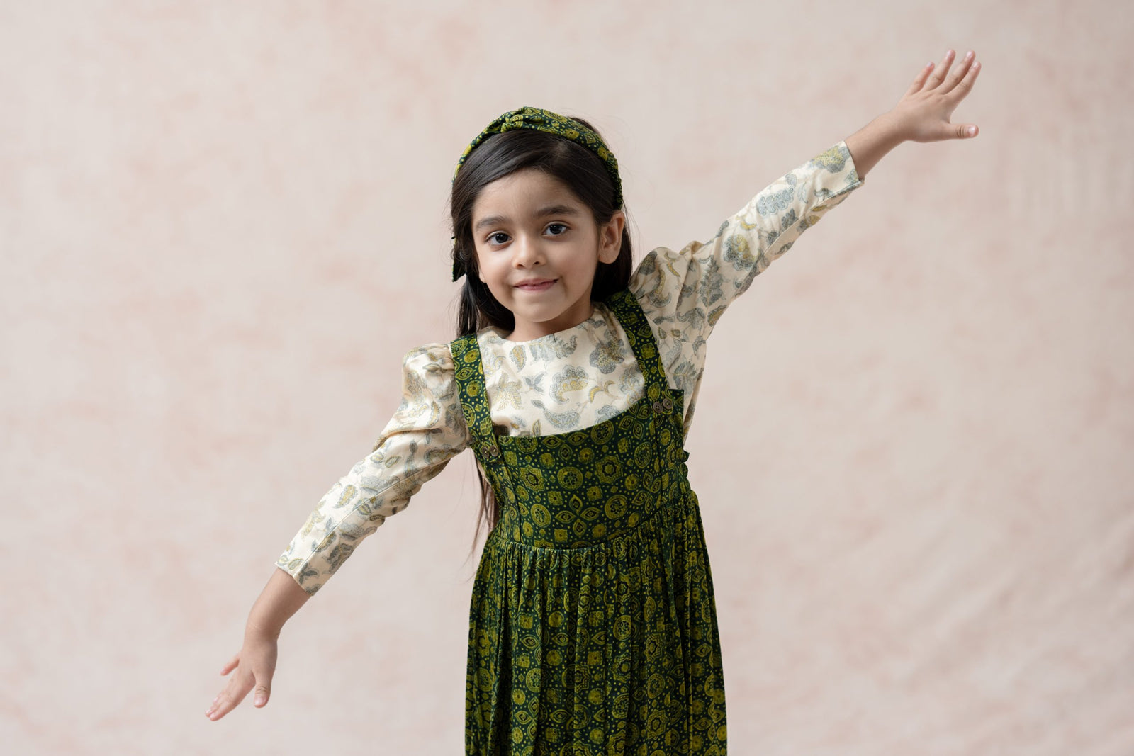 Ajrakh print frock with crop top image 3
