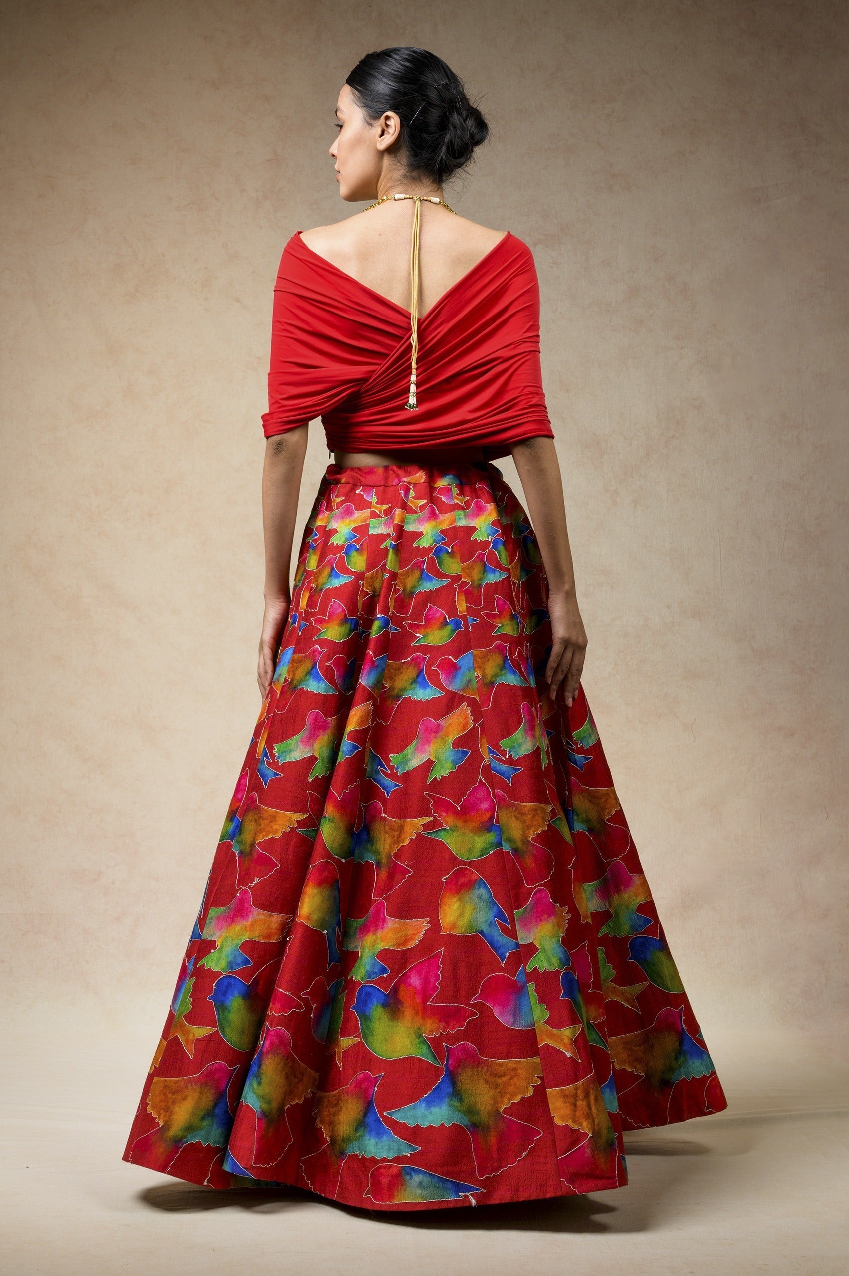 Hand Embroidred Lehenga With Drape Blouse And Feather Dupatta image 4