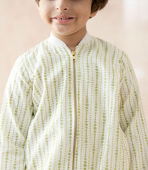 Chanderi silk bomber jacket image 3