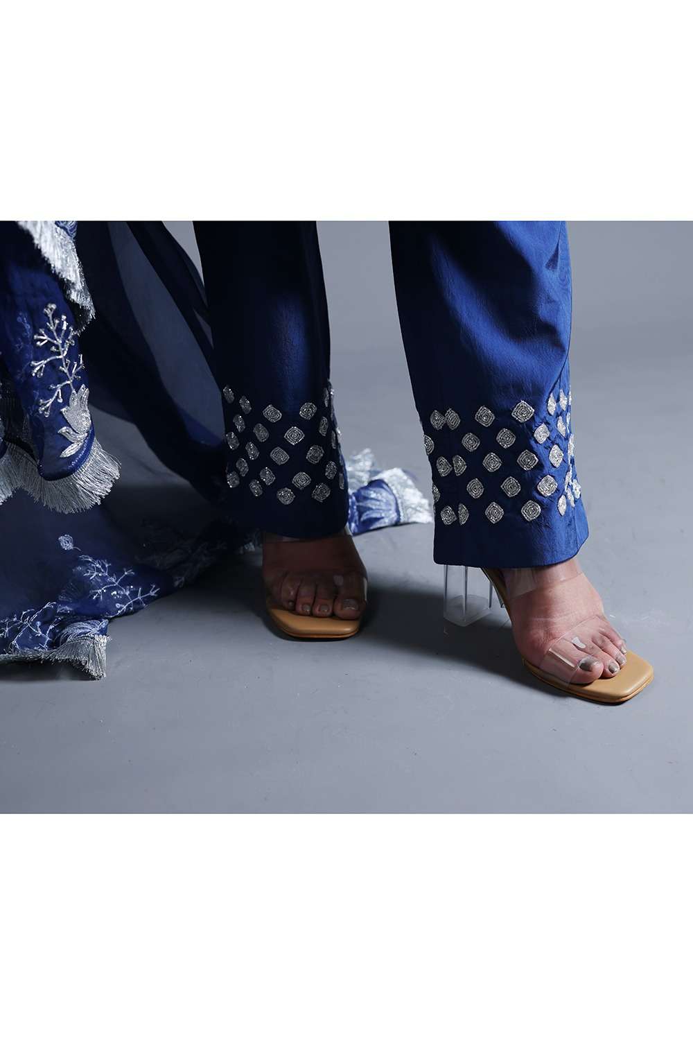 Neeli Buti Zardozi Work  twinning set for Mom + Daughter image 14