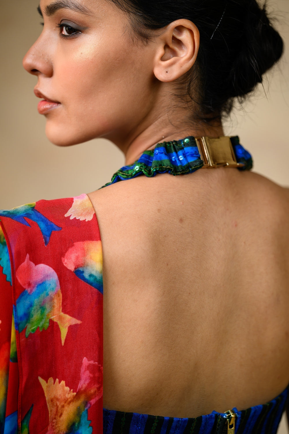 Hand Embroidered Blouse With Saree image 11