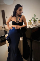 Influencer Sakshi Aggarwal in our Embellished Saree gown with Heavy Swarovski Work image 0