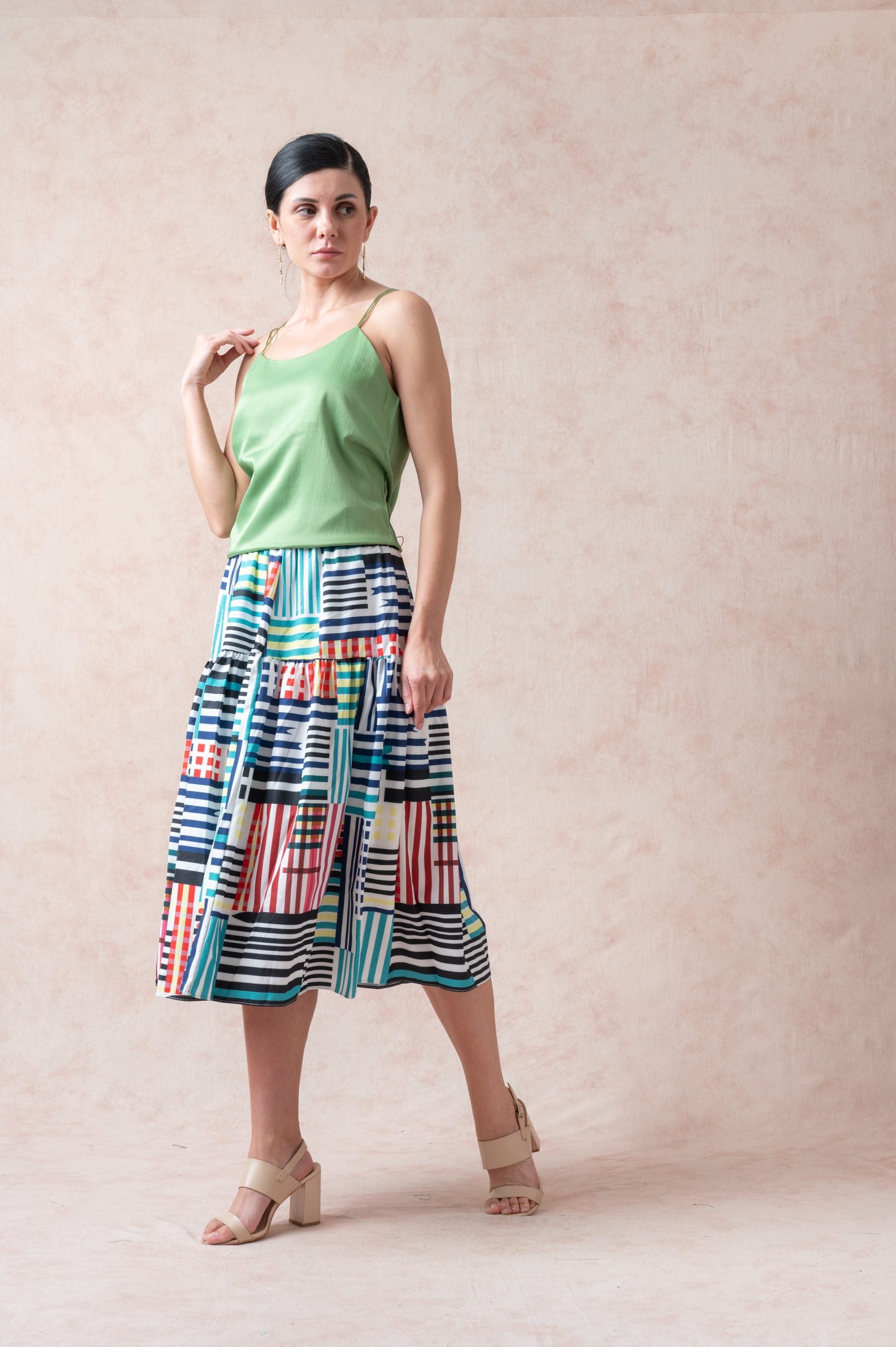 Multi-Color Stripe Maxi Skirt image 2