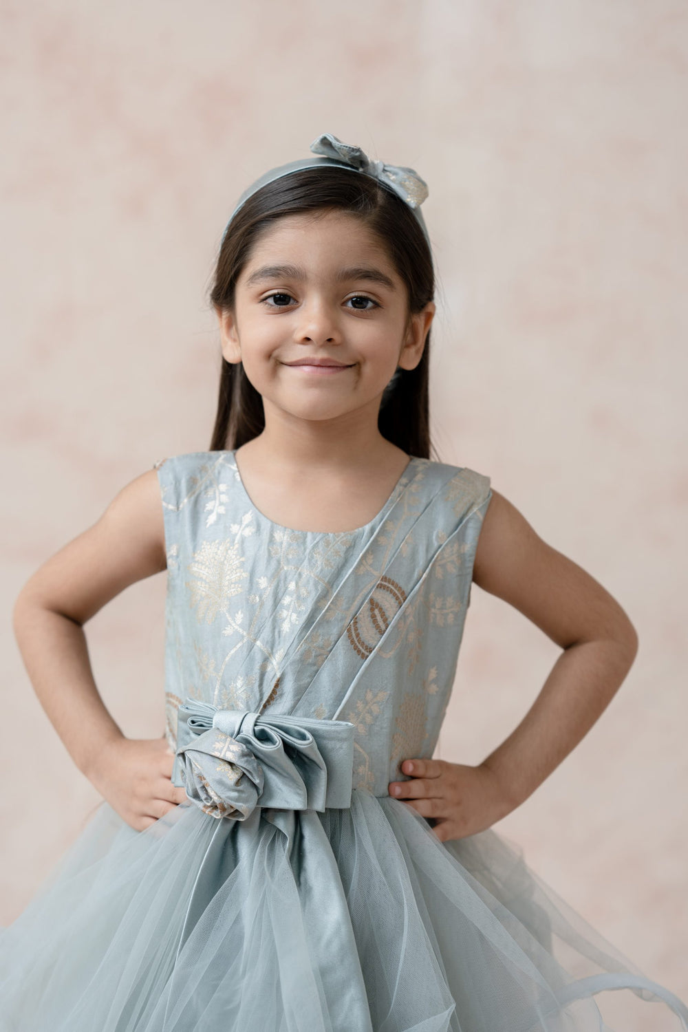 Brocade silk ruffle gown image 4