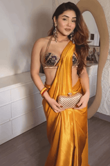 Khushi Karki in our Liquid gold saree with Cleopatra blouse image 0