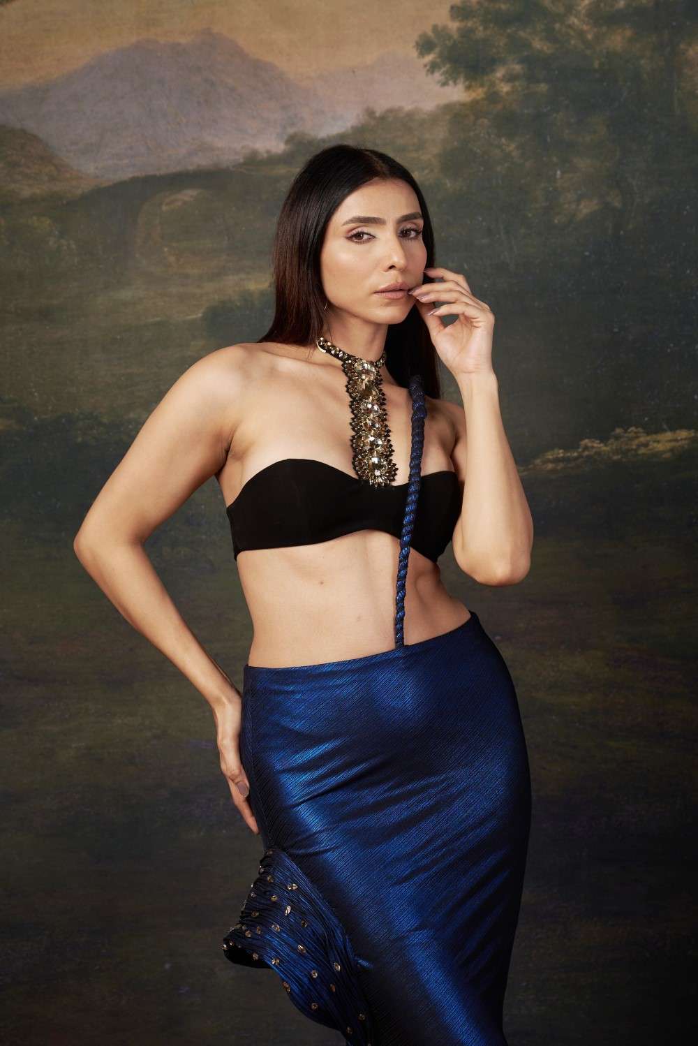 Embellished Saree gown with Heavy Swarovski Work image 5