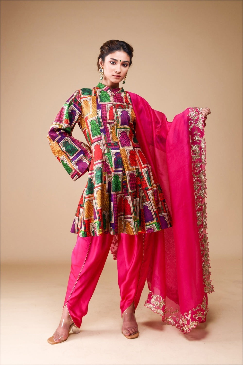 Kalidar Kurti With Tulip Pants And Heavy Hand-Embroidered Zardosi Work Dupatta image 3
