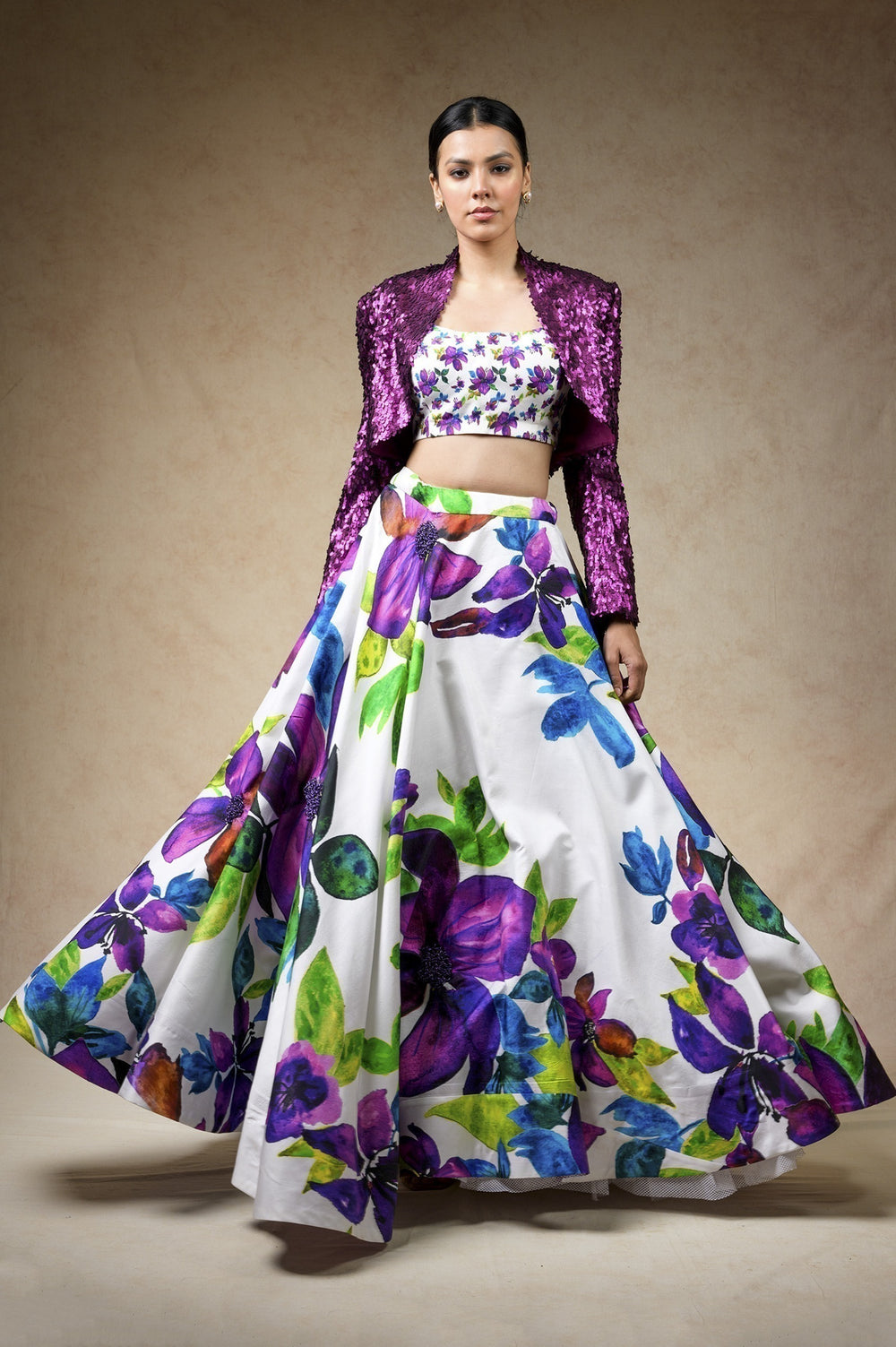 Hand Embroidered Silk Lehenga With Jacket, Blouse image 4