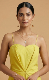 Stella - Yellow Hand-Embroidered Cotton Poplin Dress