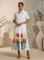 Cerise - White Hand-Embroidered Cotton Poplin Shirt Dress