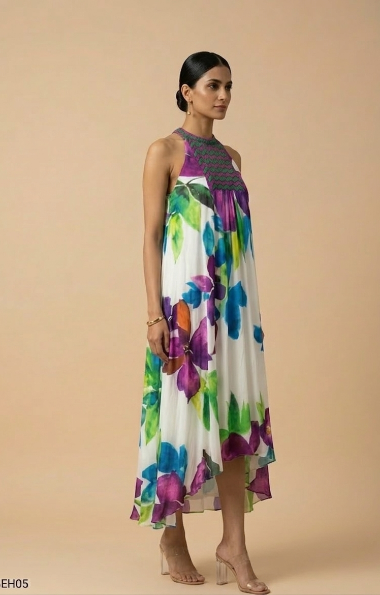 Isla — Embroidered Silk Shantoon Dress