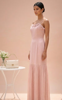 Aria - Blush Pink Hand-Embroidered Satin & Crushed Organza Dress