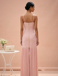 Aria - Blush Pink Hand-Embroidered Satin & Crushed Organza Dress
