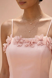 Aria - Blush Pink Hand-Embroidered Satin & Crushed Organza Dress