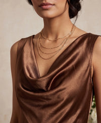 Vesper - Brown Tailored Imported Satin Jumpsuit