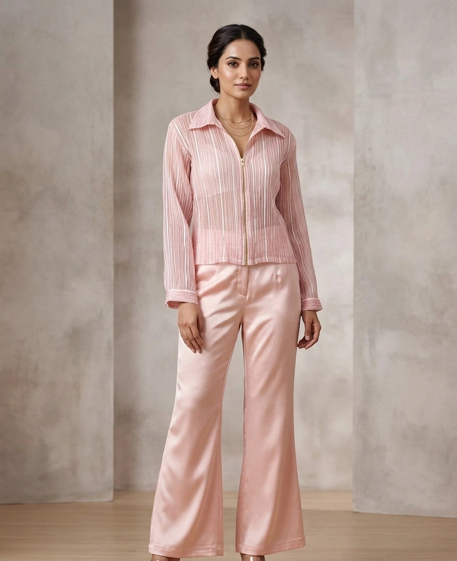 Aura — Embroidered Satin & Organza Co-ord Set